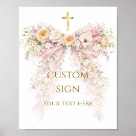 Póster Bloom Floral Bow Girl Baptism