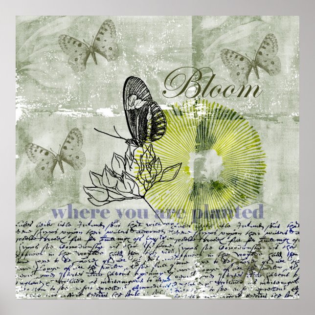 Póster Bloom inspirado de mariposa (Frente)