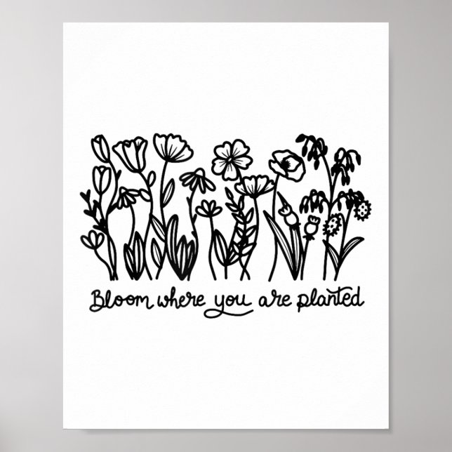 Póster Bloom Where You Are Planted, Botanical, Insrationa (Frente)