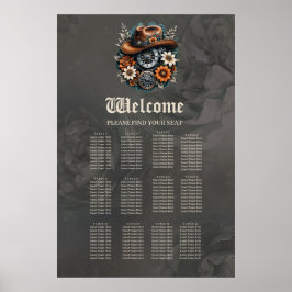 Póster Blooming Gears: Estilo de vaquero Steampunk.