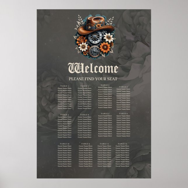 Póster Blooming Gears: Estilo de vaquero Steampunk. (Frente)