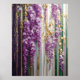 Póster Blooming Wallpaper Violet Gold Wisteria