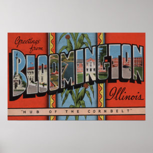 Póster Bloomington, Illinois - Large Letter Scenes