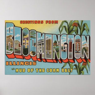 Póster Bloomington, Illinois - Large Letter Scenes 2
