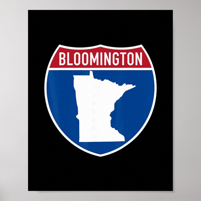 Póster Bloomington Minnesota Map Highway Interstate Sign  (Frente)