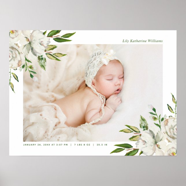 Póster Blooms dorados foto de bebé Keepsake (Frente)