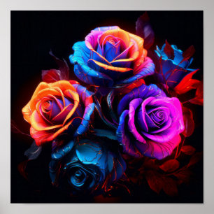 Póster Blooms Vivid: Poster de Rosas de colores intensos