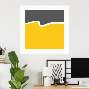Póster Bloque de color amarillo gris blanco de onda