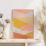 Póster Bloque de color geométrico moderno de coral y amar<br><div class="desc">Resumen de diseño geométrico en el Poster de colores de pastel de tierra</div>