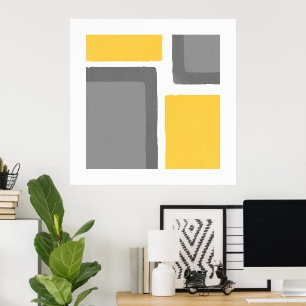 Póster Bloque de color Minimalista amarillo gris