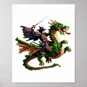Póster Bloque de diseño de juegos de personajes de samurá