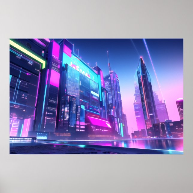 Póster Bloque de la ciudad de Cyberpunk (Frente)