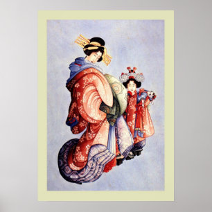 Póster Bloque de madera japonés