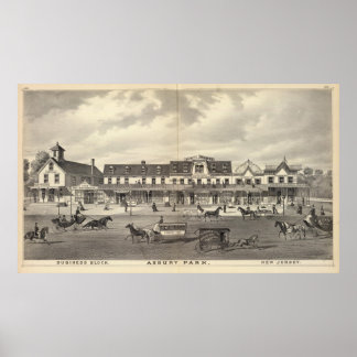 Póster Bloque de negocios, Parque Asbury, Nueva Jersey