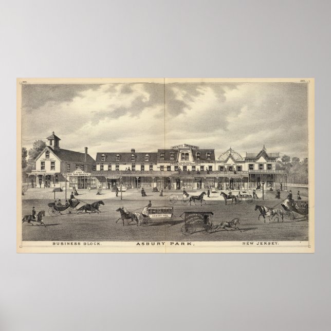 Póster Bloque de negocios, Parque Asbury, Nueva Jersey (Frente)