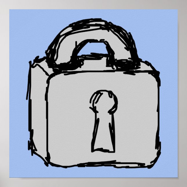 Póster Bloquear. Icono principal secreto o confidencial. (Frente)