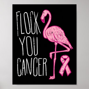 Póster Bloqueo de cáncer de mama Flamingo Cinta rosa Cons