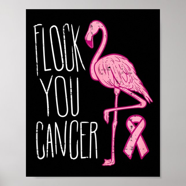 Póster Bloqueo de cáncer de mama Flamingo Cinta rosa Cons (Frente)