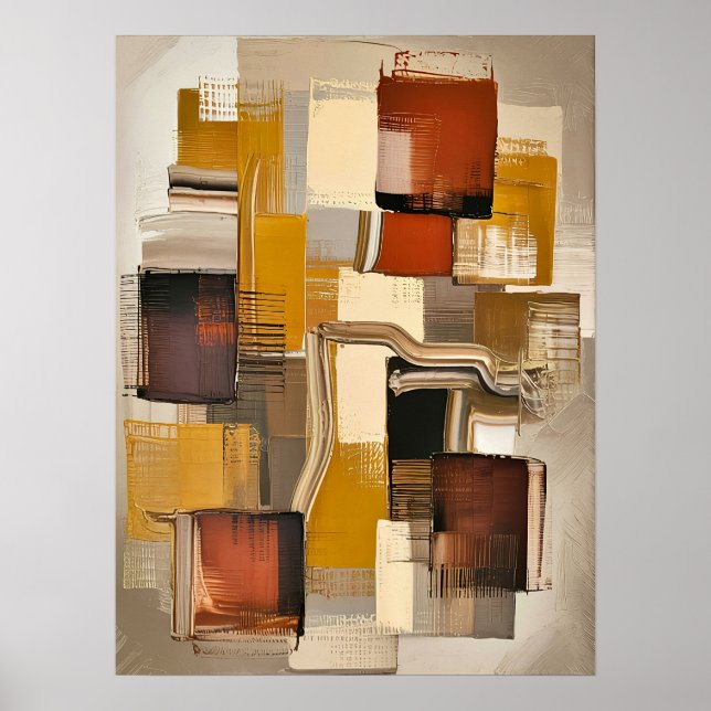 Póster Bloques abstractos texturados - Tono terrestre cál (Frente)