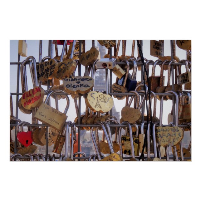 Póster Bloques de amor y la Torre Eiffel. París. Francia. (Anverso)