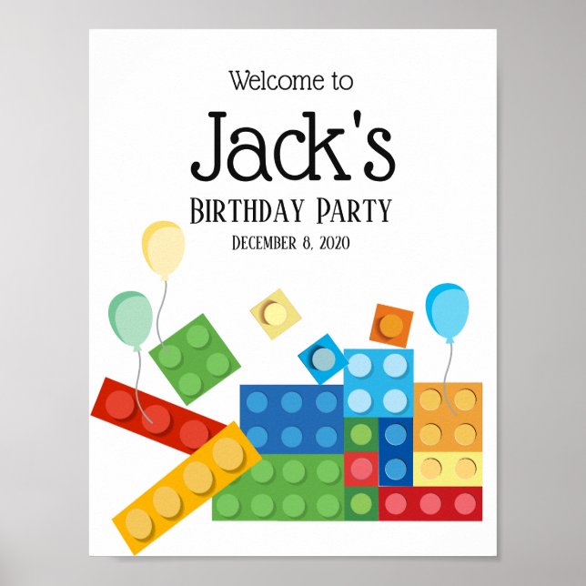 Póster bloques de construcción, bloque, símbolo de bienve (Frente)