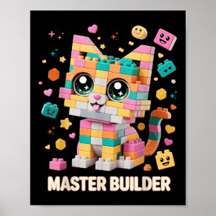 Póster Bloques de Construcción de Ladrillo de Gato Maestr