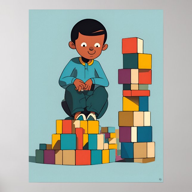 Póster Bloques de construcción - Juguetes de niños (Frente)