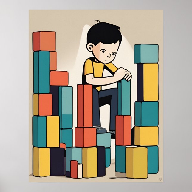 Póster Bloques de construcción - Juguetes de niños (Frente)