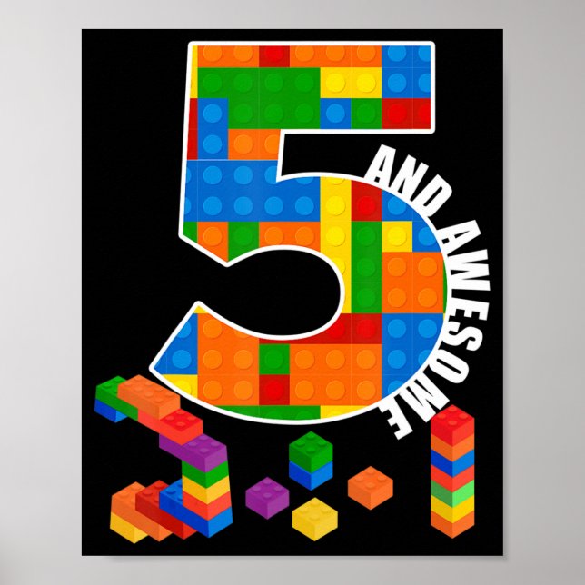 Póster Bloques de construcción Ladrillos de 5 años de eda (Frente)