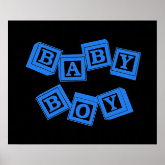 Póster Bloques de Cubo de Alfabeto de Madera Baby Blue