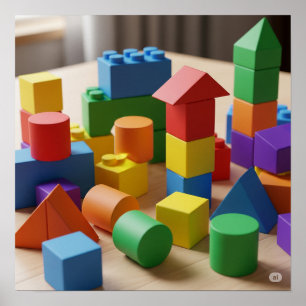 Póster Bloques de edificios coloridos