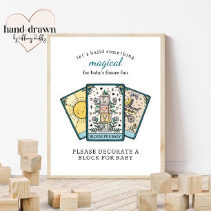 Póster Bloques enmarcables para baby shower de tarot para