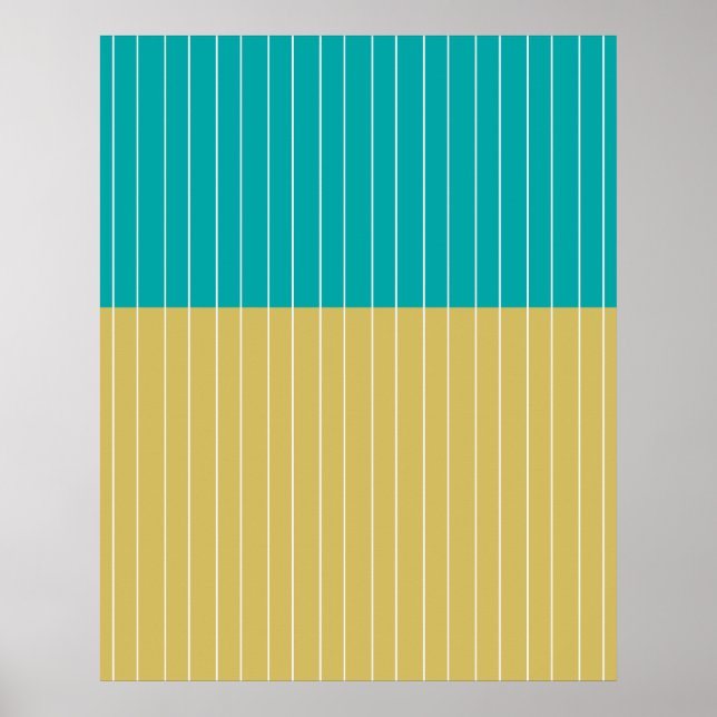 Póster Bloques geométricos y líneas azul amarillo (Frente)