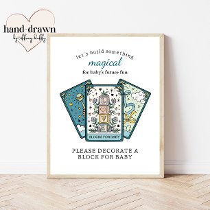 Póster Bloques programables de Baby Shower Tarot para el