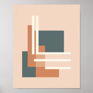 Póster Bloques y líneas geométricas minimalistas