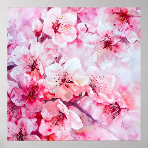 Póster Blossom de pepita rosa suave vintage