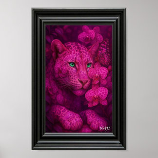 Póster Blossom Panther – Enchanted Pink Wildlife Art