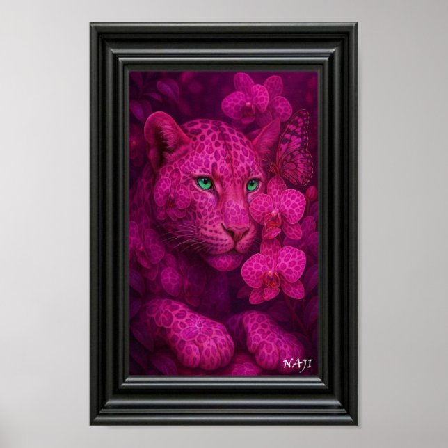 Póster Blossom Panther – Enchanted Pink Wildlife Art (Frente)