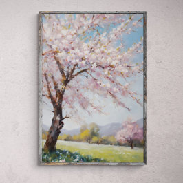 Póster Blossom Serenity: pintura de aceite de campo de hi