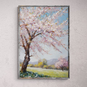 Póster Blossom Serenity: pintura de aceite de campo de hi