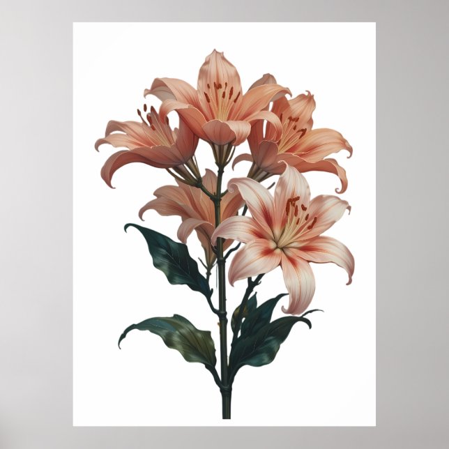 Póster Blossoming Lilies in Harmonious Elegance (Frente)