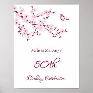 Póster Blossoms de cerezo Cumpleaños Personalizado