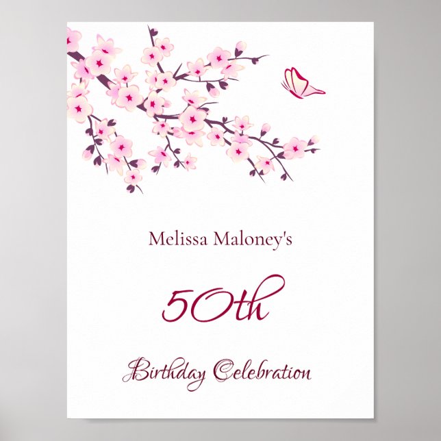 Póster Blossoms de cerezo Cumpleaños Personalizado (Frente)