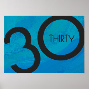 Póster Blue 30 Decade Birthday