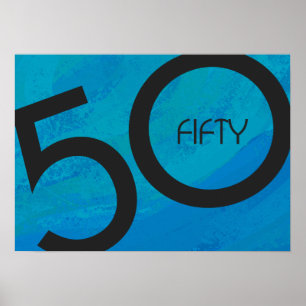 Póster Blue 50 Decade Birthday