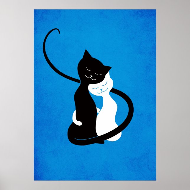 Póster Blue Abrazando gatos de amor (Frente)