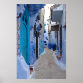 Póster Blue Alley in Chefchaouen, Morocco
