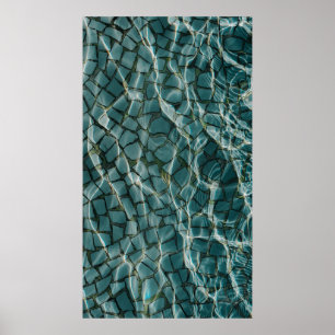 Póster Blue and white abstract painting