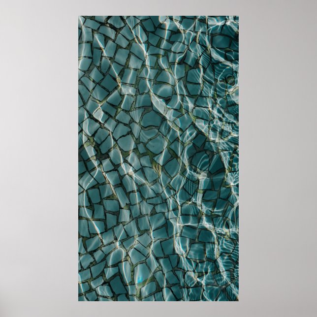 Póster Blue and white abstract painting (Frente)