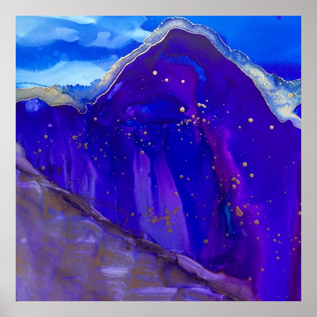 Póster Blue and white abstract painting (Frente)